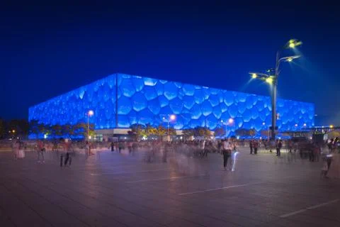 Water Cube &amp; Blue Hour Stock Photos