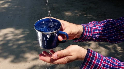 Water cup hands Stock Footage 111138040