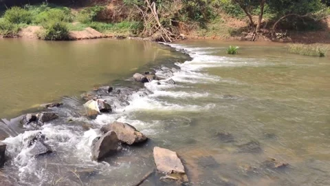 Water current over the stones Stock Footage 146033491