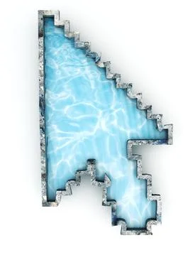 Water cursor mouse pool 3d render. Path save. Illustrazione stock