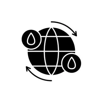 Water cycle black icon, vector sign on isolated background. Water cycle concept Stock Illustration