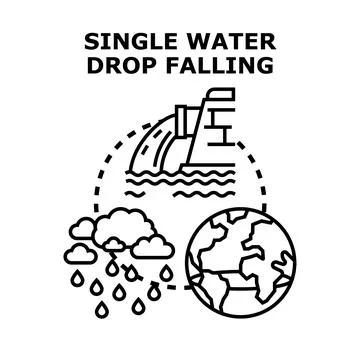 Water cycle concept with falling rain drops Stock Illustration