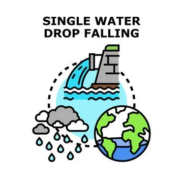 Water cycle concept with falling rain drops Stock Illustration
