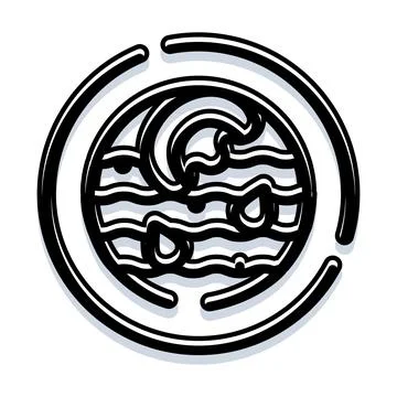 Water cycle concept with waves, drops, and clouds イラスト素材