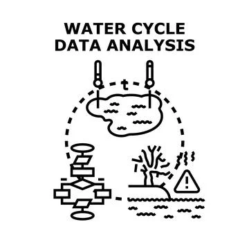 Water cycle data analysis evaluating environmental impact Stock Illustration