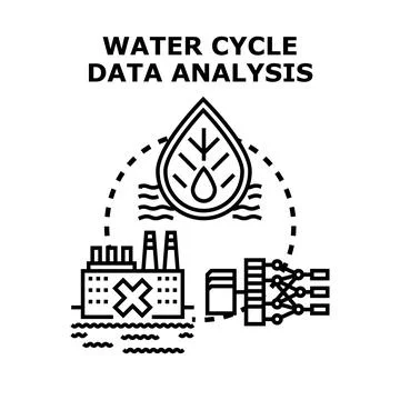 Water cycle data analysis exploring environmental impact and sustainability Stock Illustration