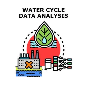 Water cycle data analysis exploring environmental impact and sustainability Stock Illustration