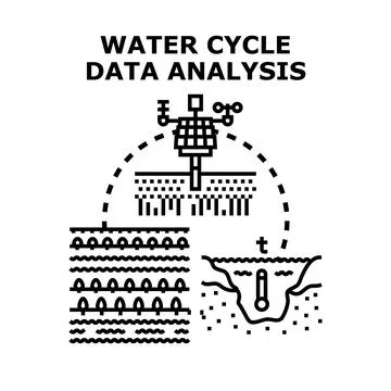 Water cycle data analysis vector illustration concept Stock Illustration