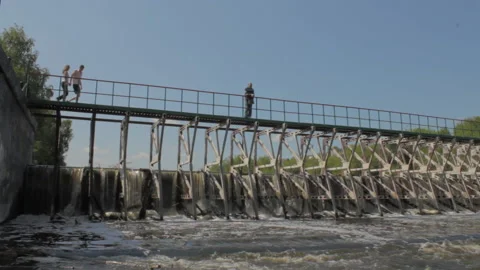 Water dam bridge Stock Footage 131319031