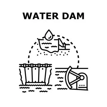 Water dam engineering and hydroelectric power generation concept Stock Illustration