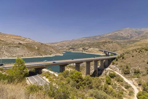 Water dam Rules (Embalse de Rules), Sierra Nevada, Andalusia, Spain Stock Photos