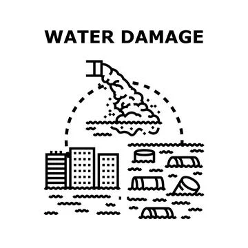 Water damage causing environmental pollution and urban flooding Ilustración de archivo