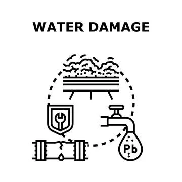 Water damage concept with leaky pipe and mold growth Stock-Illustration