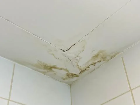 Water damage leaking from the ceiling concept photo Stock Photos