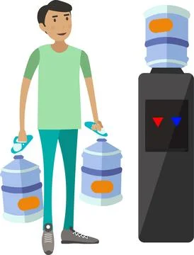 Water delivery man vector icon isolated on white Stock Illustration