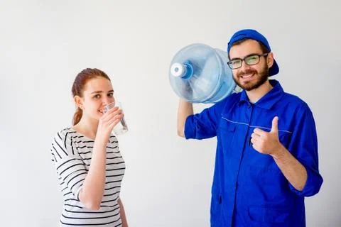 Water delivery into office Stock Photos