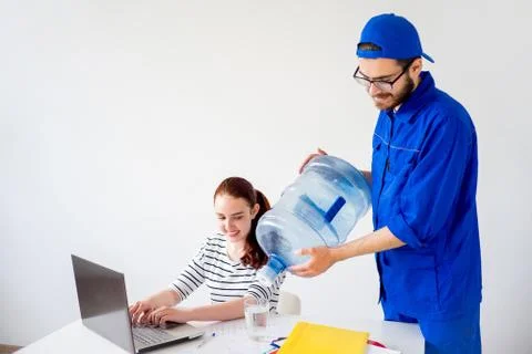 Water delivery into office Stock Photos
