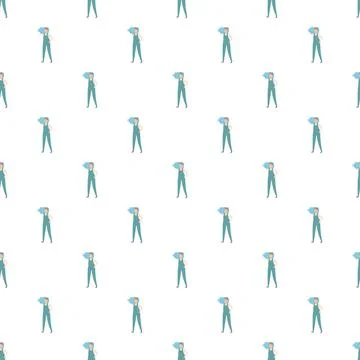 Water delivery person seamless pattern carrying bottle Stock Illustration