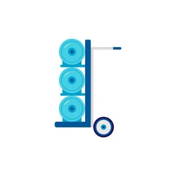 Water delivery truck with stack of bottles, flat vector illustration isolated. 스톡 일러스트