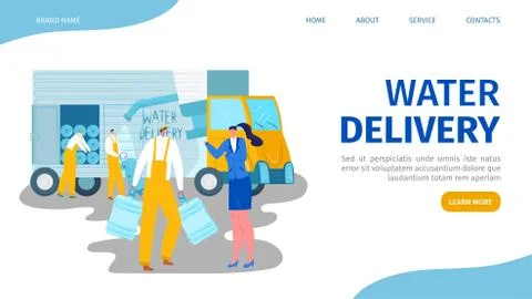 Water delivery website landing vector illustration. Packaging and delivering Stock-Illustration