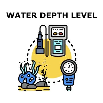 Water depth level measuring digital device concept Stock Illustration