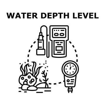 Water depth level measuring digital device concept Stock Illustration