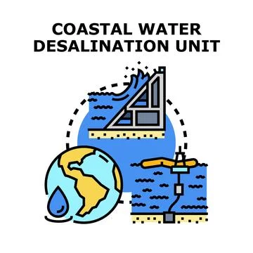 Water desalination process producing fresh drinking water Stock Illustration