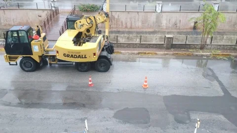 Water Digger Is Working Stock Footage 90163367