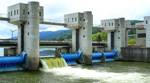 Water discharge in dam. Stock Footage 40301480