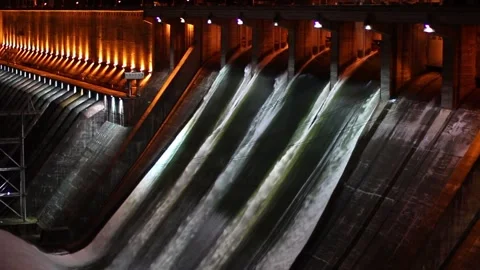 Water discharge to hydroelectric power station Stock Footage