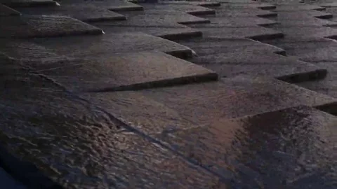 Water display riplling over nice design stones Stock Footage 69110924