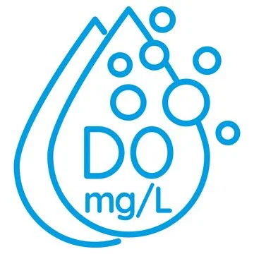 Water Dissolved oxygen DO, mg of L calibration. Liquid drop outline pictogram Stock Illustration