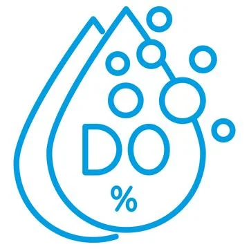 Water Dissolved oxygen DO, percentage calibration. Liquid drop outline pict.. Stock Illustration
