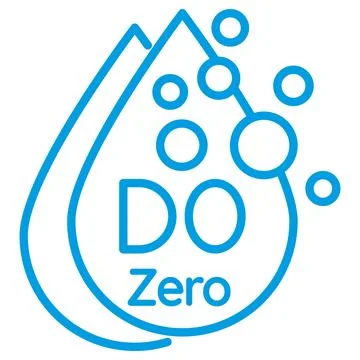 Water Dissolved oxygen DO, zero calibration. Liquid drop outline pictogram Stock Illustration