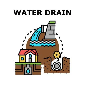 Water drain system infrastructure planning engineering Stock Illustration