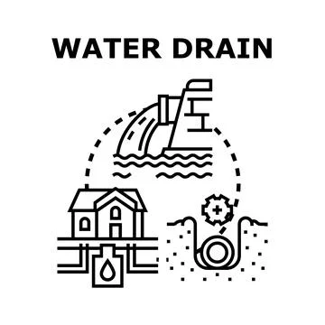 Water drain system infrastructure planning engineering Stock Illustration