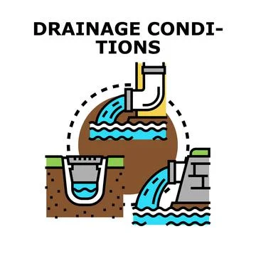 Water drainage conditions engineering system icon concept Stock Illustration