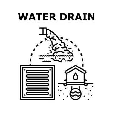 Water drainage system concept collecting wastewater Stock Illustration