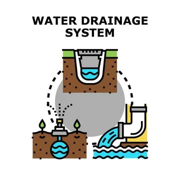 Water drainage system cycle and irrigation management Stock Illustration