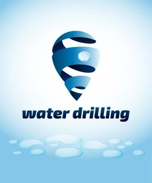 Water drilling emblem, vector illustration Stock Illustration