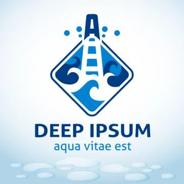 Water drilling emblem, vector template. Illustrazione stock