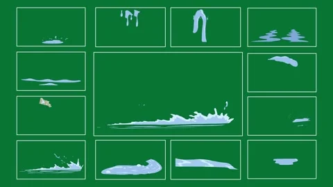 Water Drip and Ground Splash FX Pack | Liquid Flow Splash 2D Animation Elements Stock Footage 333254000