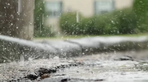 Water Dripping onto Cement Stock Footage 35114036