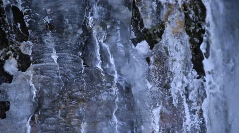 Water dripping, distorted by ice Stock Footage 35543079
