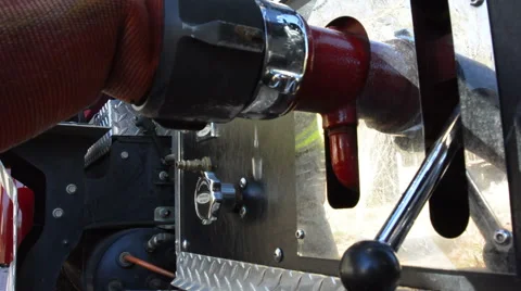 Water dripping from fire house at fire scene Stock Footage 58557849