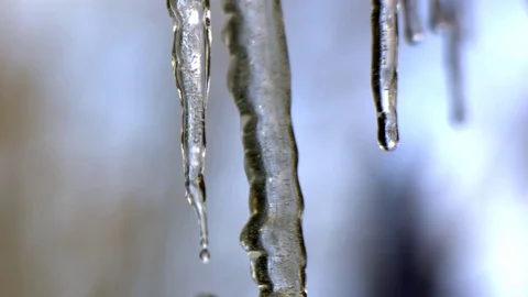 Water dripping from the ice in slow motion Stock Footage 81195331