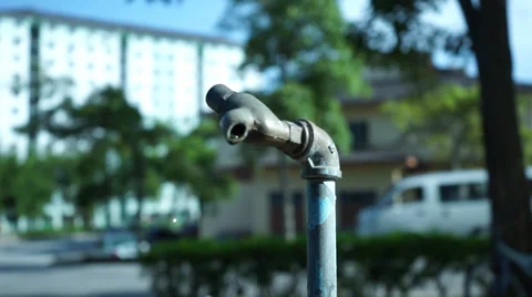 Water Dripping From Old Rusty Faucet In The Public Area Stock Footage 34731484
