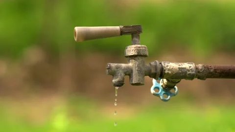 Water dripping from the old tap. Stock Footage 153546769