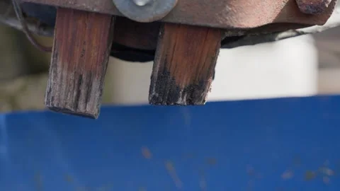 Water dripping from pipe close up for leak problem concept with metal outlet and Stock Footage 333647038