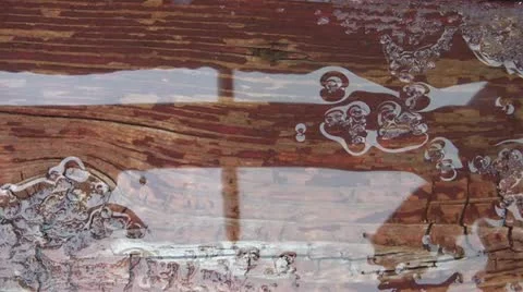 Water Dripping Onto Rustic Deck Video stock 12616215